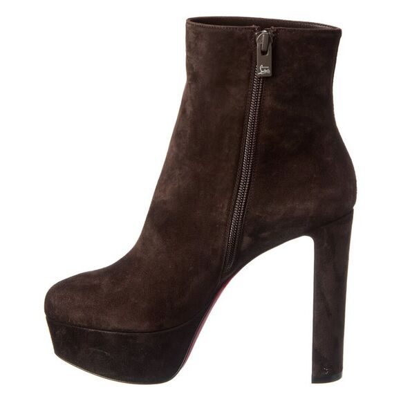 Christian Louboutin Loo 130 Suede Bootie, Brown - Picture 2 of 5